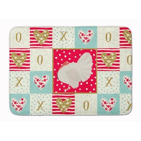 Carolines Treasures 19 x 27 in. White Holland Turkey Love Machine Washable Memory Foam Mat CK5410RUG